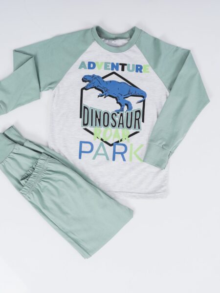 Dečija muška pidžama 519 Art.519-1 sa dino štampom, 100% pamuk