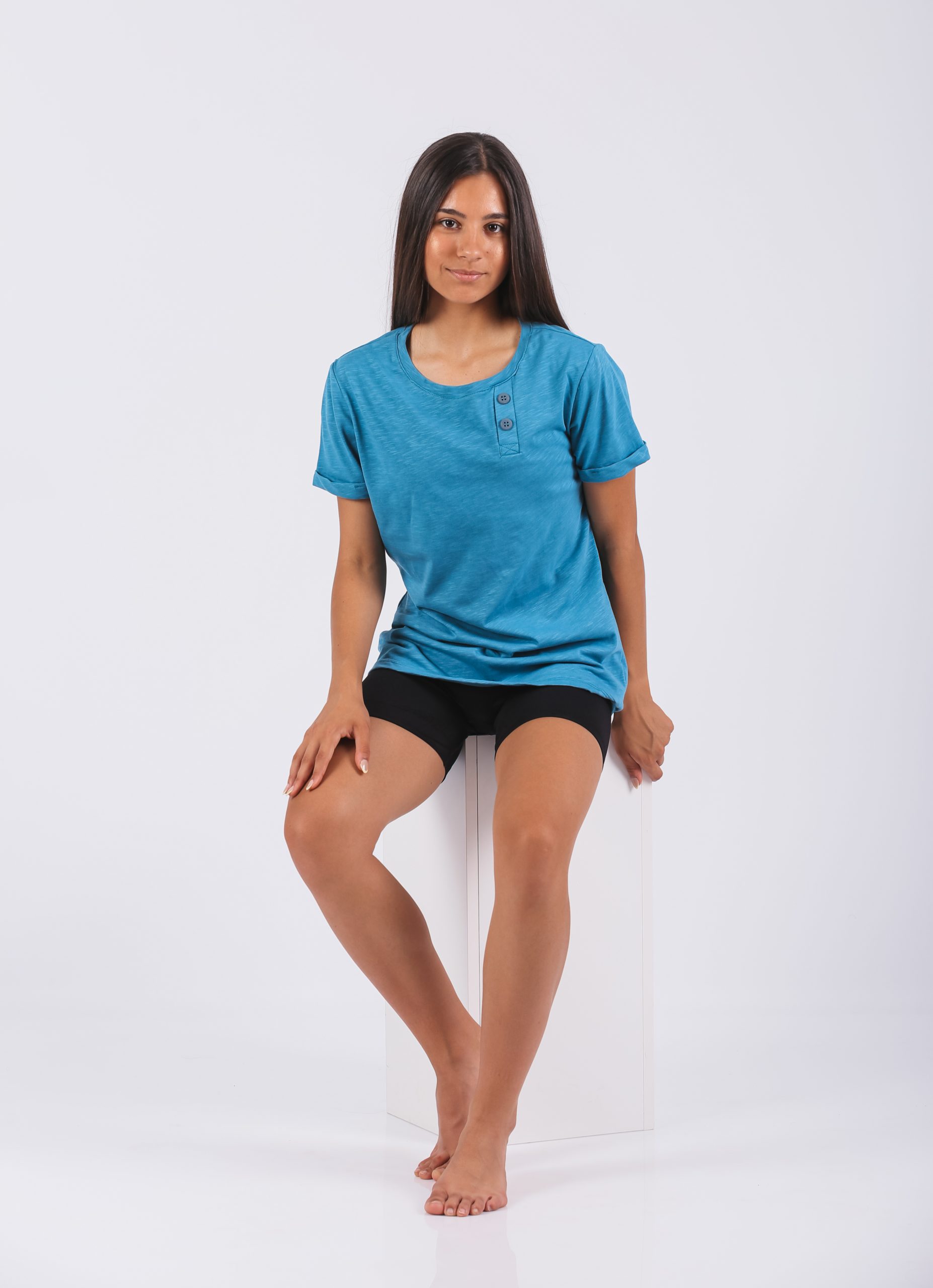 Art.834-5 Ženska majica Sara Veličine- M,L,XL,XXL Sir.sastav 100_ pamuk Održavanje 60stepeni Cena-1040,00 Ženska majica Sara 834, 100% pamuk za udobnost,plava boja