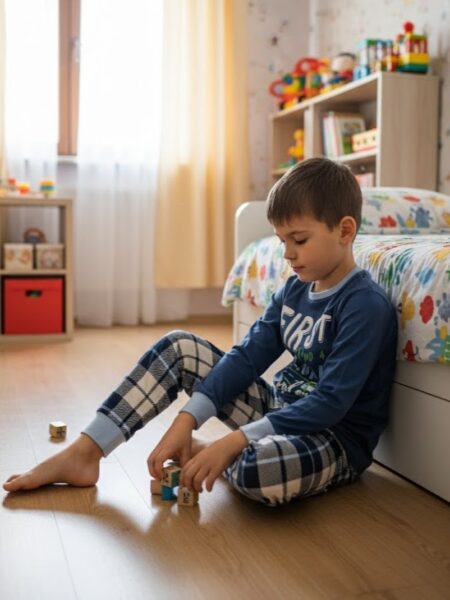 Dečija pidžama za dečake, plavo-bela karirana, print „Find & Explore“, 100% pamuk, veličine 2–14