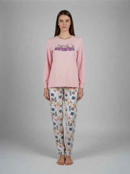 Ženska pidžama Art. 531072-3 od pamuka i elastana, dugi rukavi i pantalone
