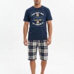Muški bebi dol 918 teget majica sa printom, karirani šorts – Lotos Arilje