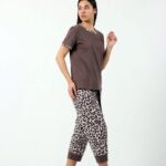 Ženski pamučni bebi dol 1200 braon, majica i 3/4 pantalone leopard print – Lotos Arilje