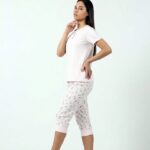 Ženski pamučni bebi dol 1200 bež, majica sa dugmićima i 3/4 pantalone – Lotos Arilje