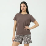Ženski pamučni bebi dol 1201 braon, majica i šorc leopard print – Lotos Arilje