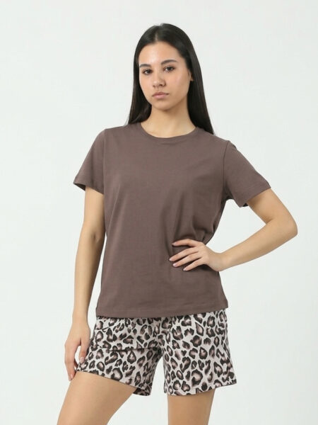 Ženski pamučni bebi dol 1201 braon, majica i šorc leopard print – Lotos Arilje