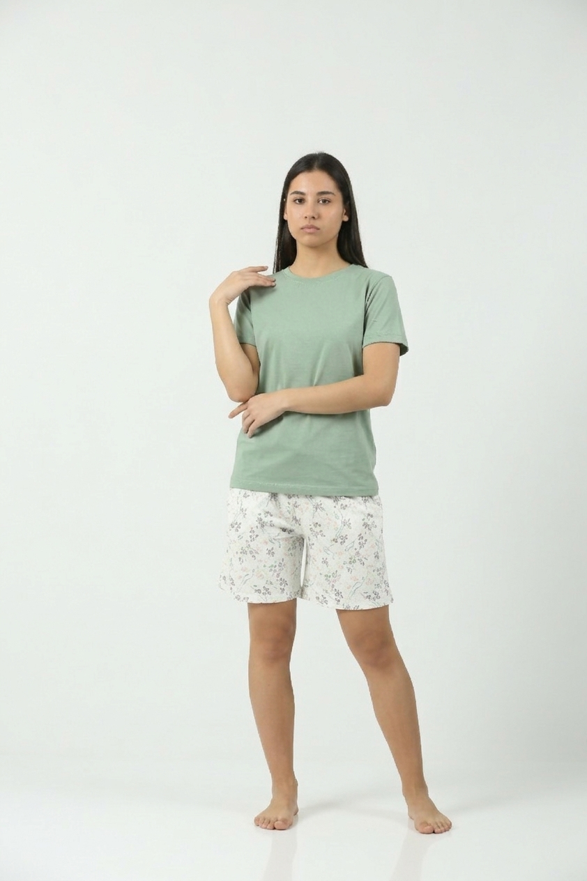 Ženski pamučni bebi dol 1201 zelena, majica i šorc – Lotos Arilje