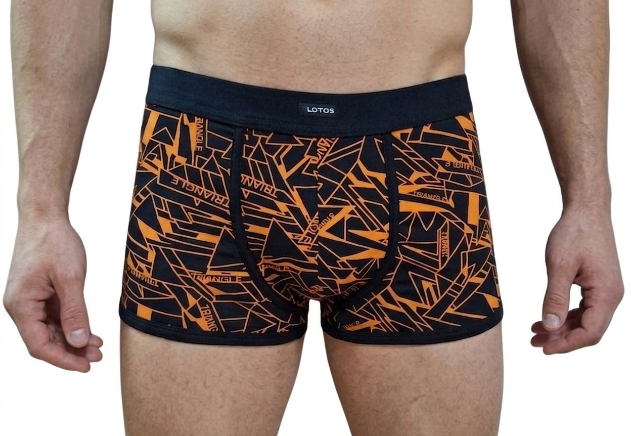 Muški boks Alberto 530270-5 crni sa narandžastim geometrijskim printom i crnim pojasom – Lotos Arilje