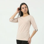 Ženska pamučna majica Megan 1040 bež, tričetvrt rukav – Lotos Arilje