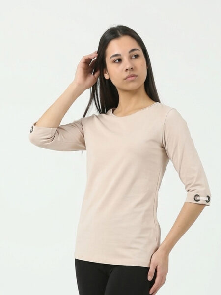 Ženska pamučna majica Megan 1040 bež, tričetvrt rukav – Lotos Arilje