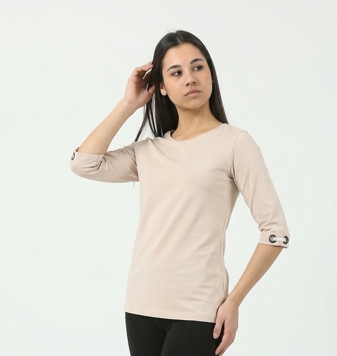 Ženska pamučna majica Megan 1040 bež, tričetvrt rukav – Lotos Arilje