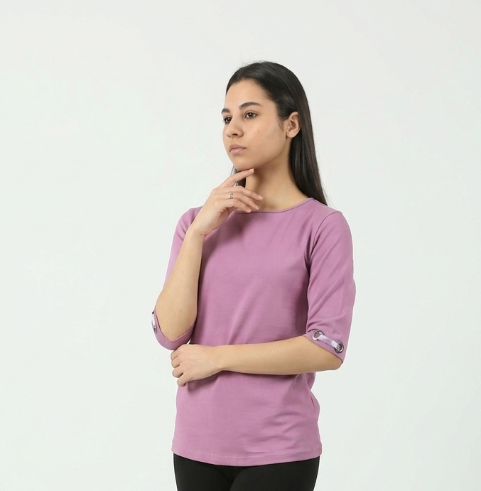 Ženska pamučna majica Megan 1040 lila, tričetvrt rukav – Lotos Arilje