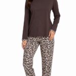 Art. 530833-2 Ženska pidžama 832 - braon sa animal print pantalonama