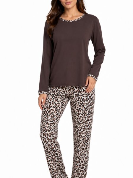 Art. 530833-2 Ženska pidžama 832 - braon sa animal print pantalonama