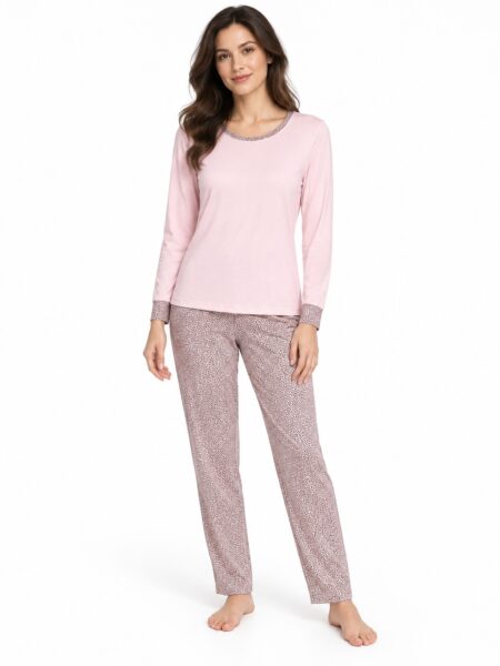Art. 530888-1 Ženska pidžama 888 - roze sa animal print pantalonama