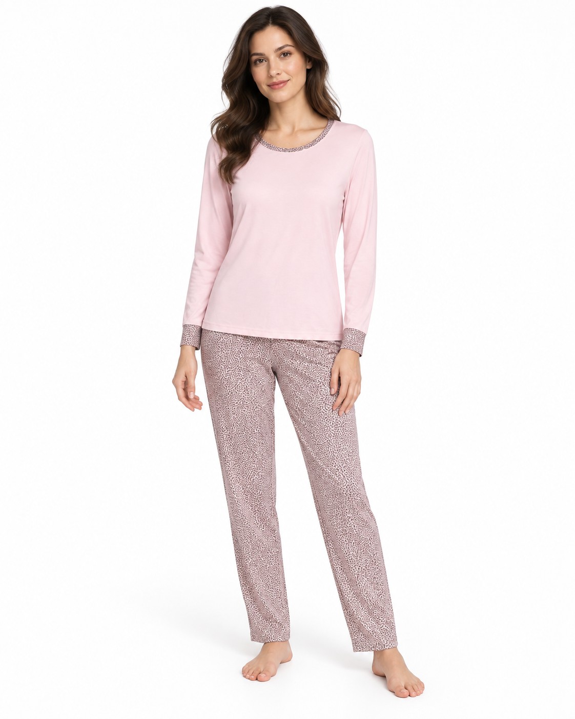 Art. 530888-1 Ženska pidžama 888 - roze sa animal print pantalonama